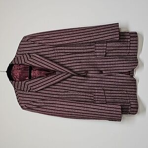 Golden House red, gray, black stripe Vtg suit jkt Ugly Christmas Coat Polyester